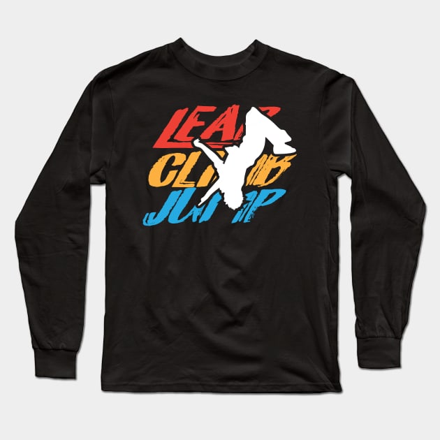 Leap Climb Jump Parkour Free Running Long Sleeve T-Shirt by phughes1980